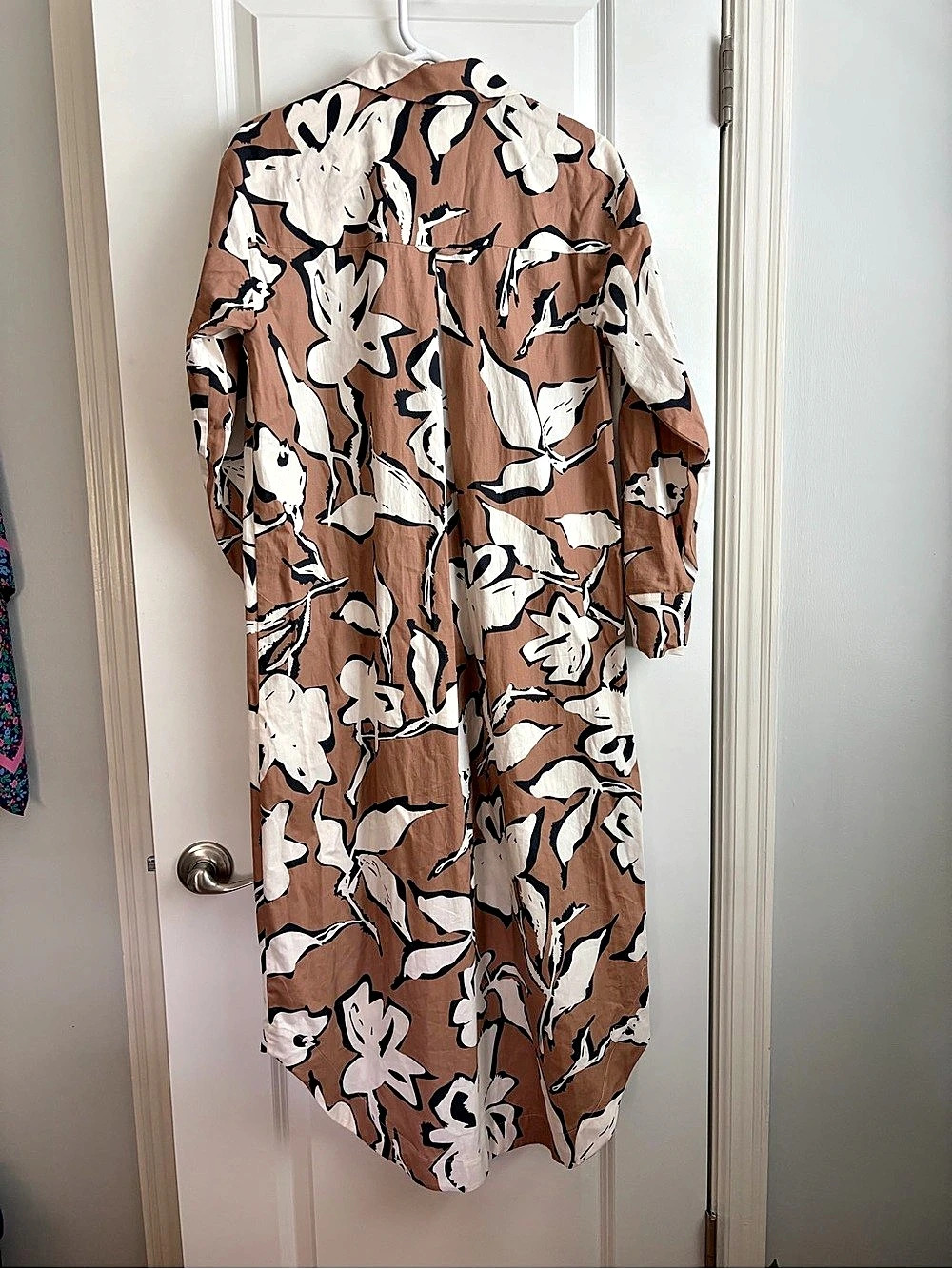 Maeve by Anthropologie Floral Midi Dress in Brown & White Size Small NWT - Picture 4 of 8